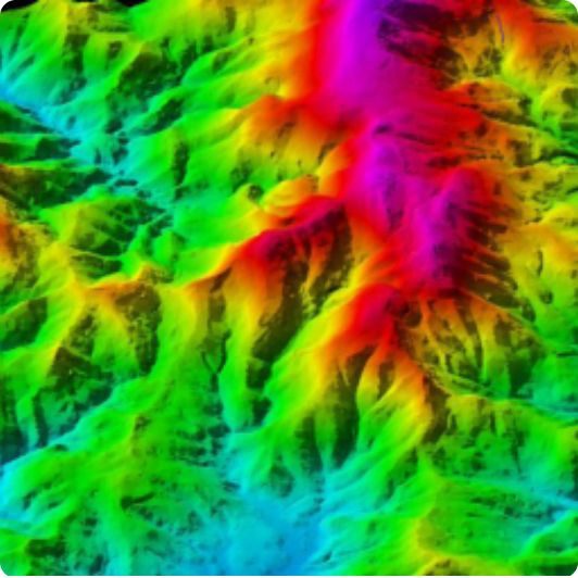 Colour-coded digital elevation model