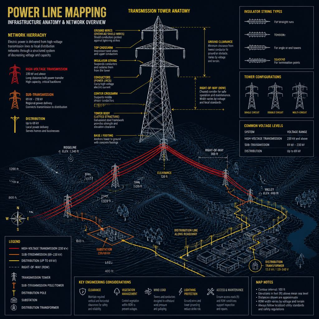 Power line mapping: infrastructure anatomy and network overview
