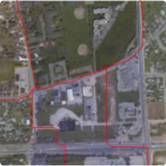 Cadastral vector overlay on aerial imagery